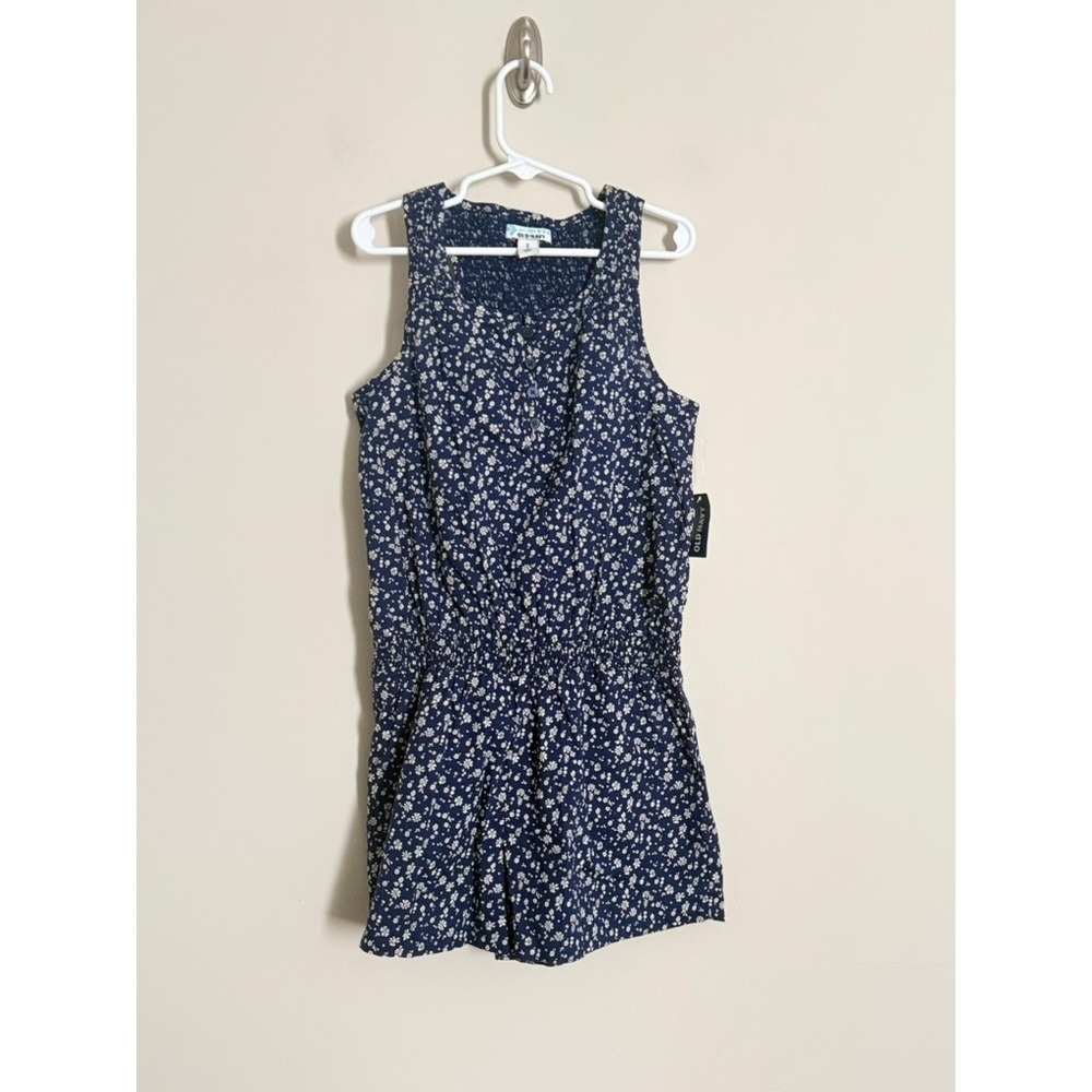 Old Navy Girls Navy Blue White Floral Sleeveless Romper Size M 8 NWT